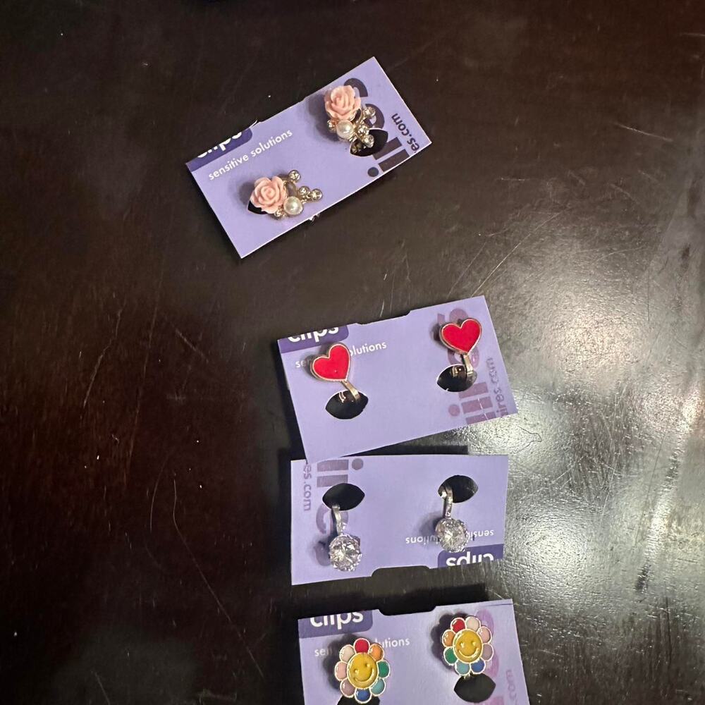 Multi coloured clip on earrings kidcore